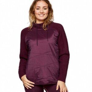 Kari Traa Faere Women's Pullover Hooded Jacket Knit Sleeves Maroon Size M